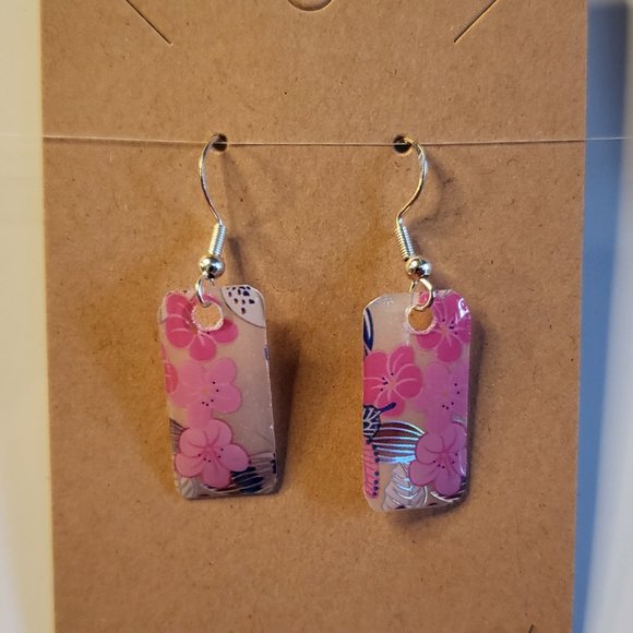 Hand Made By J Rae Floral and Butterfly Earrings.  Style E1030 - Picture 3 of 9